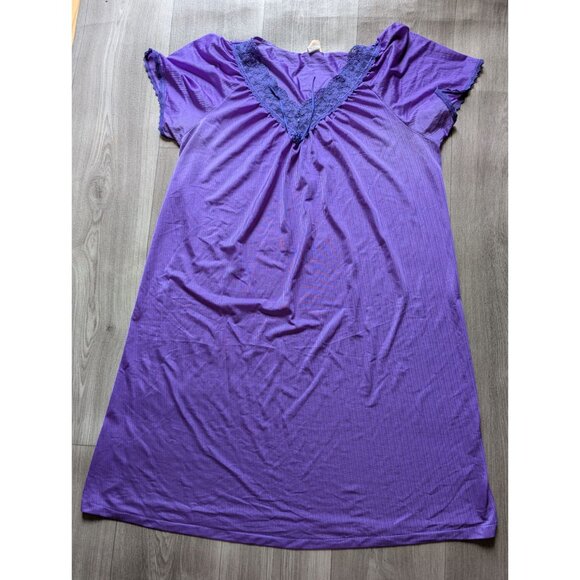Vintage Carriage Court Sears Purple Lace Trim Nightgown Short Sleeve Sleepwear L - Picture 5 of 9
